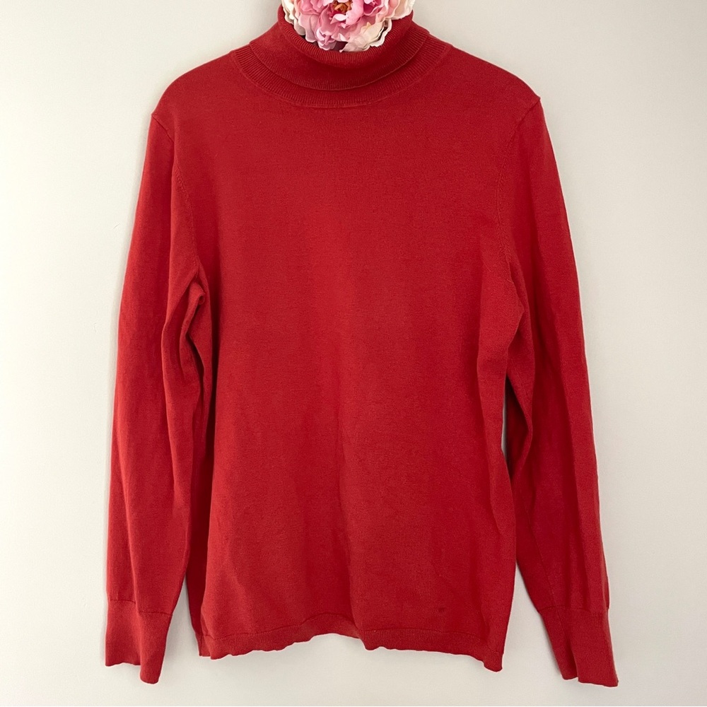 🎯3/$10 Talbots Turtleneck Sweater Large Red Orange Poetcore
